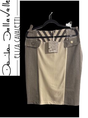 Elisa Cavaletti Cream Center with Metallic Gold Side Pencil Skirt